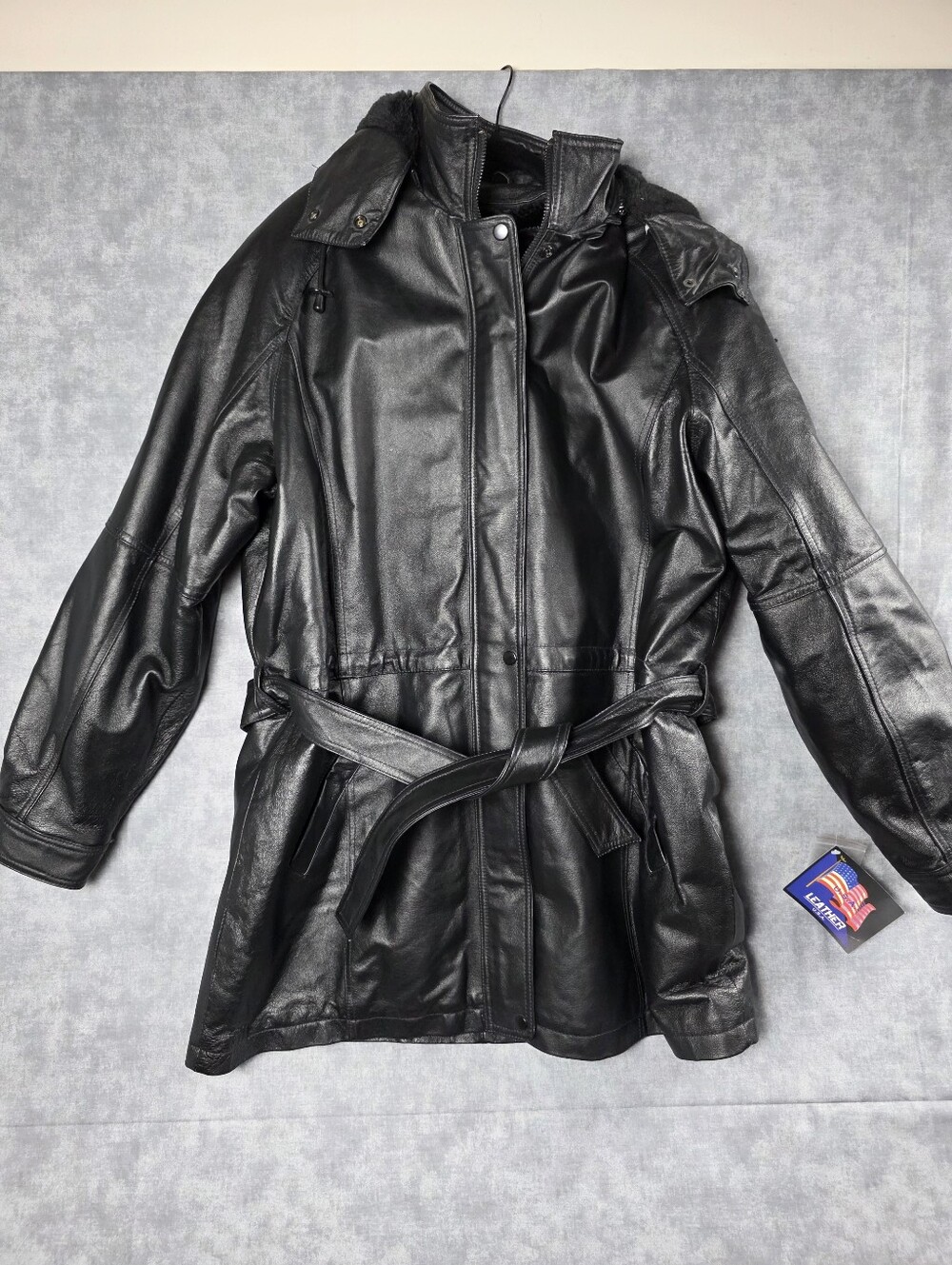 U.S.A. Leather Men's Black Genuine Leather Car Coat Jacket 5XL